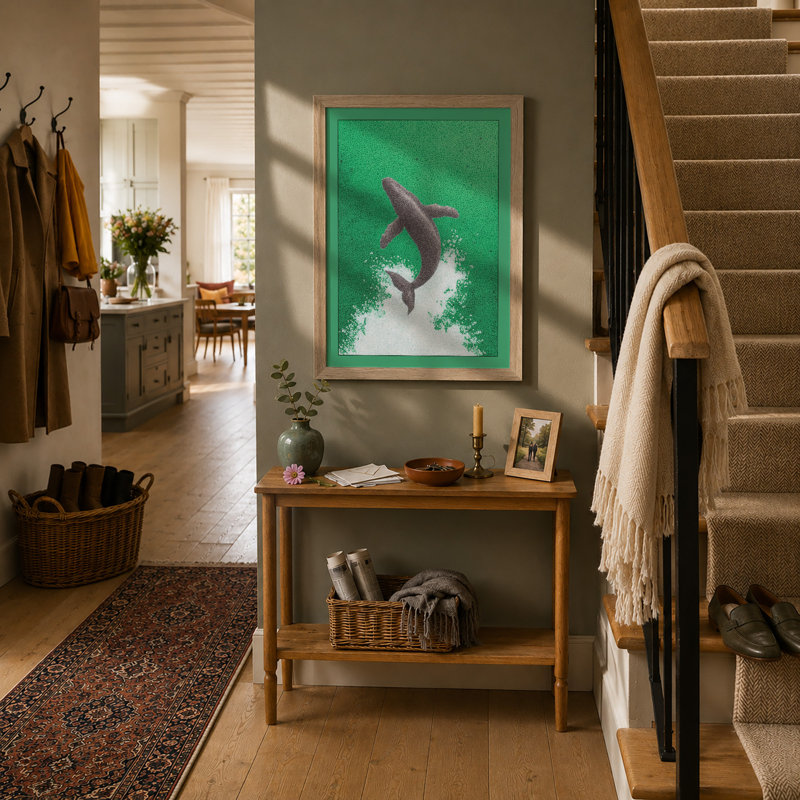 Leaping Dolphin Coastal - Print, A3 - 42.0 x 29.7 cm, Oak