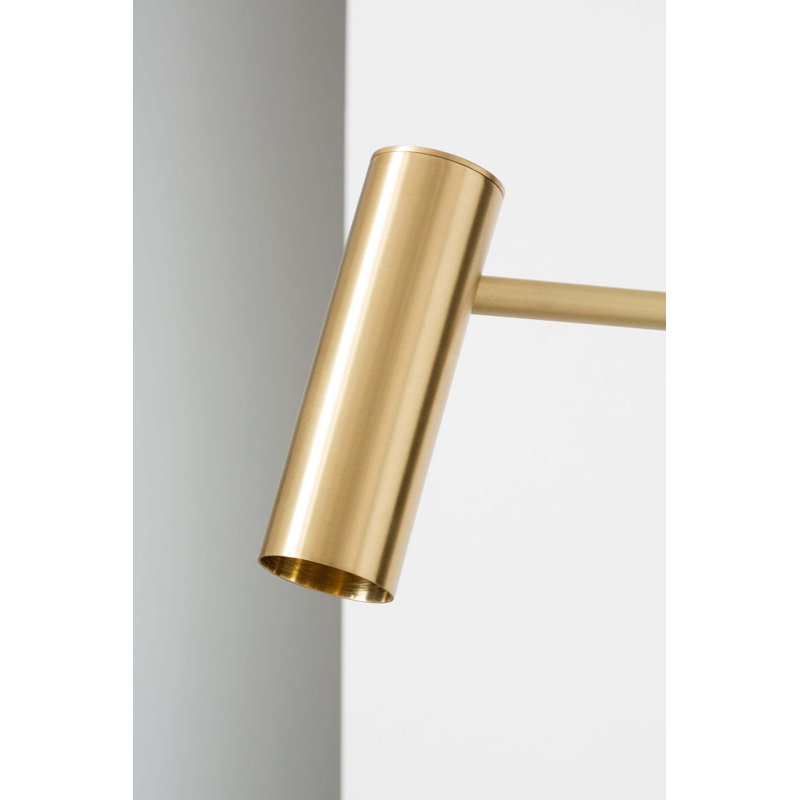Heron Arched Floor Lamp, Satin Brass