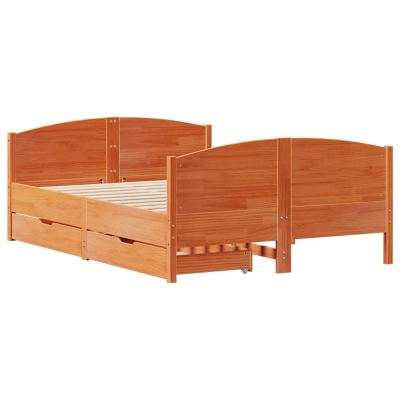 Storage Bed, European Double (140 x 200 cm), Wax Brown