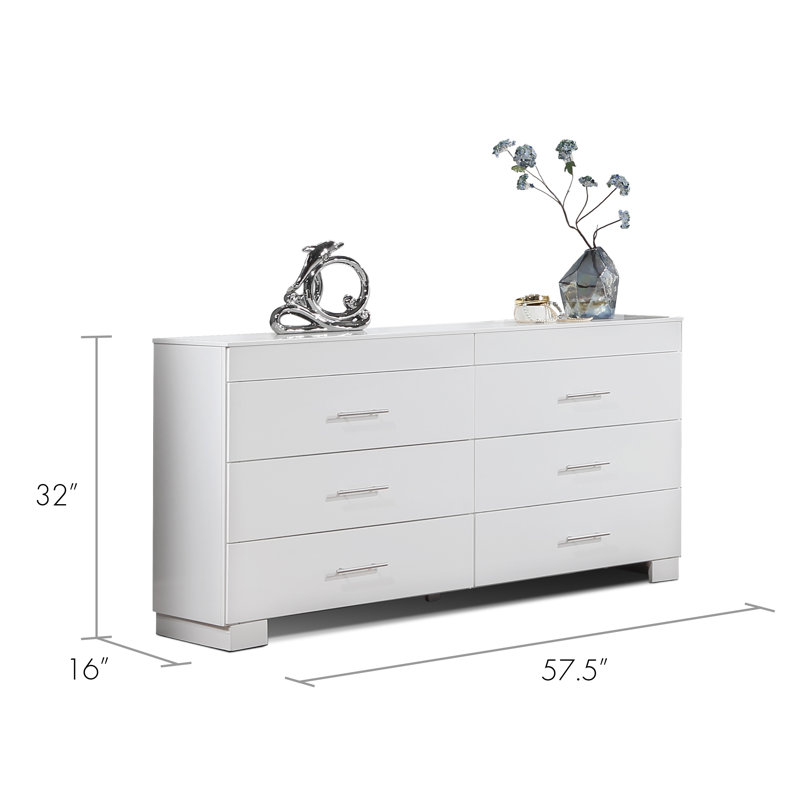 Commode double 6 tiroirs Anglina, Blanc