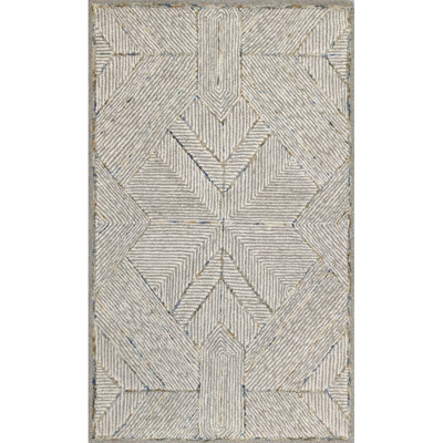 Pinnacle Hand-Tufted Wool Area Rug Geometric Stripe