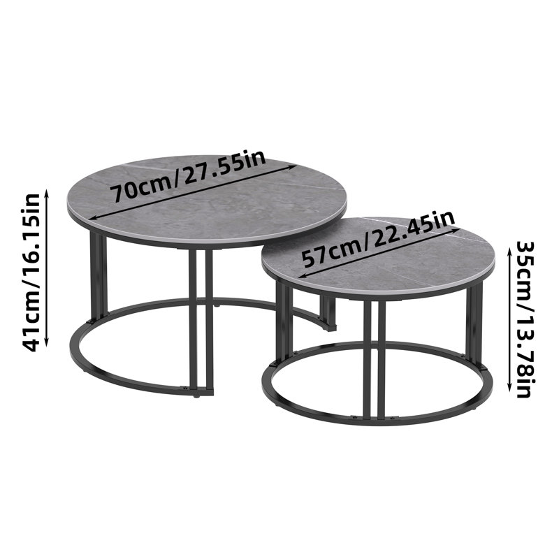Ensemble de 2 tables basses gigognes Jakesha, gris
