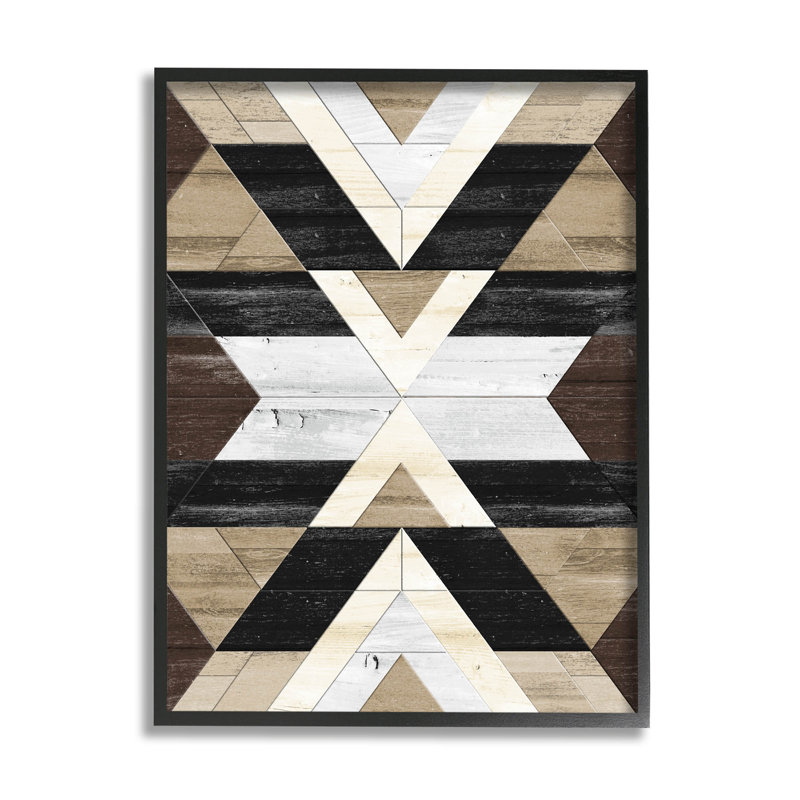«Rustic Linear Aztec Shapes», estampe numérique encadrée par Erica Billups, Giclée encadrée noir minuit