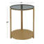 Table de bout en verre à 3 pieds avec rangement