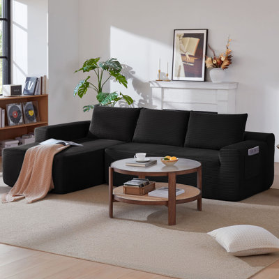 97” L-shaped Modular Sectional Sofa, Cloud Couch With Oversized Chaise Lounge, Deep Seat Boneless Memory Foam Couches For Living Room,no Assembly Required,corduroy,storage.