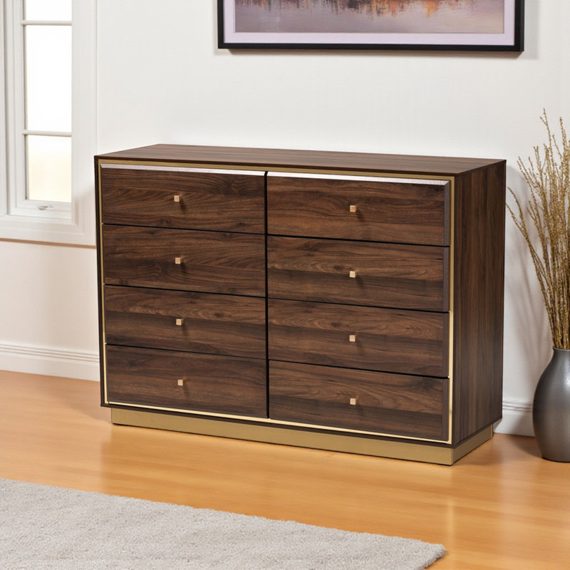 Creola 47.01 " W 8 - Drawer Dresser, Walnut