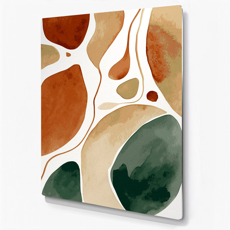Abstrait aquarelle 85, art mural en métal brun, H 24 po x l 36 po