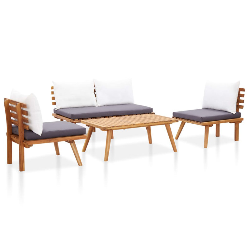 Ensemble de conversation de canapé avec coussins, Brun