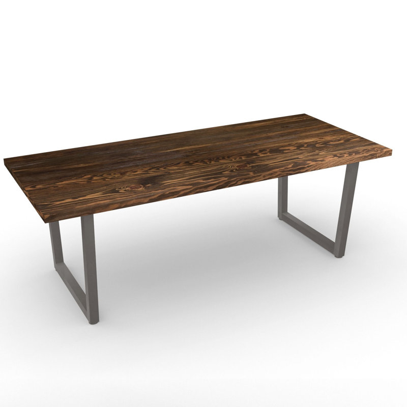 Horrace Solid Wood Top Metal Base Dining Table, 30" H x 96" L x 40" W, Weathered