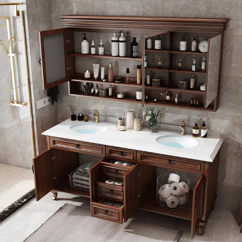 meuble de salle de bain simple de style campagnard américain, H 32,7 po x l 63 po x P 21,7 po