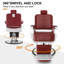 Fauteuil de salon rétro à hauteur réglable rouge, fauteuil de coiffeur inclinable à rotation à 360 degrés