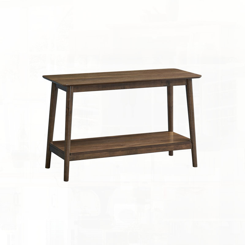 Table de canapé contemporaine en noyer avec rangement pratique