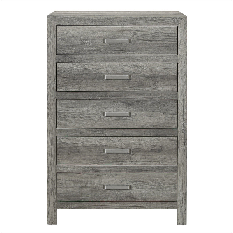 Mobilier de chambre à coucher de style rustique transitionnel avec finition grise vieillie et tiroirs
