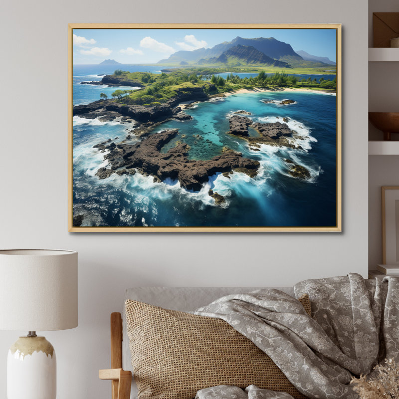 Broomall " Hawaii Tropical Escape I ", H 12 po x l 20 po, Cadre naturel flottant
