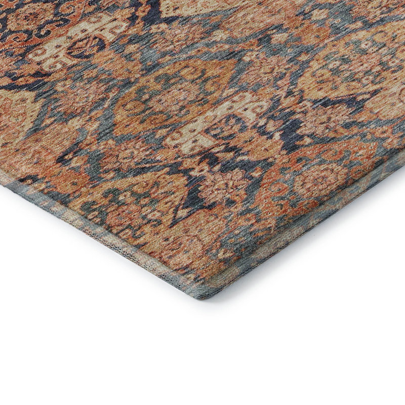 Premium Machine Washable Dahl AMF1084 Damask Rug, Round 8'