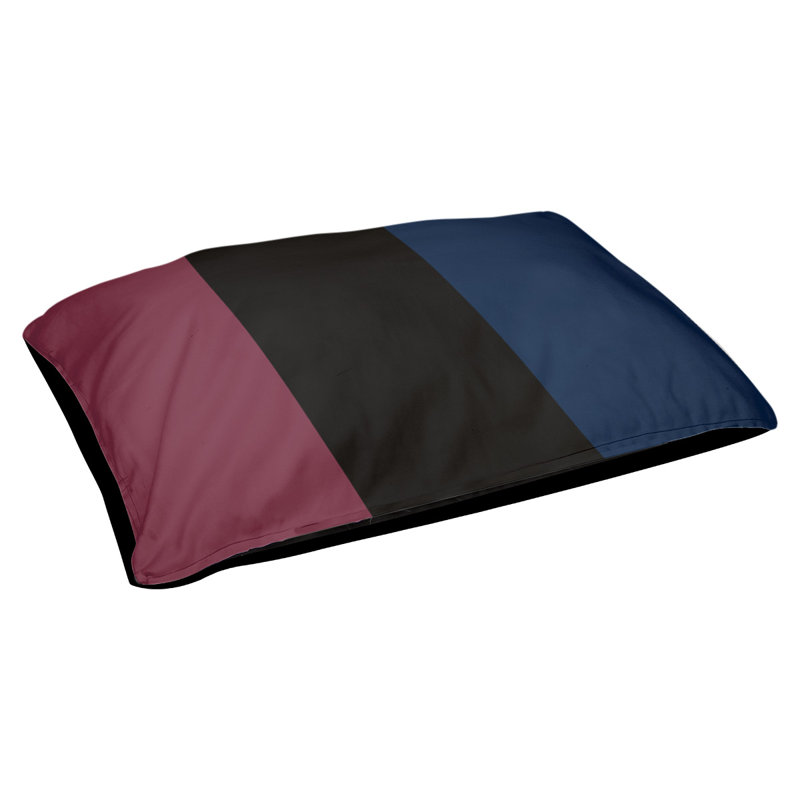 Coussin rectangulaire designer Atlanta, Moyen (L 18 po x l 28 po), Vin / noir / bleu marine