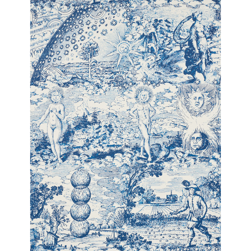 Schumacher x Johnson Hartig Modern Toile Fabric, Indigo