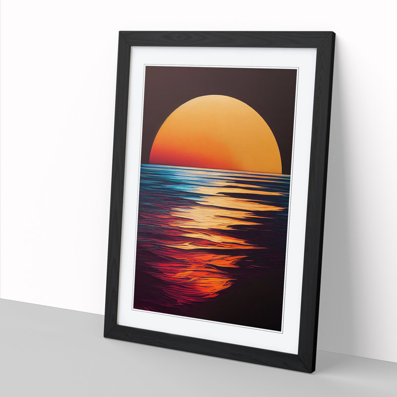 Sunset Hydrodipped - Single Picture Frame Print, 64cm H x 25cm W x 2cm D, Walnut