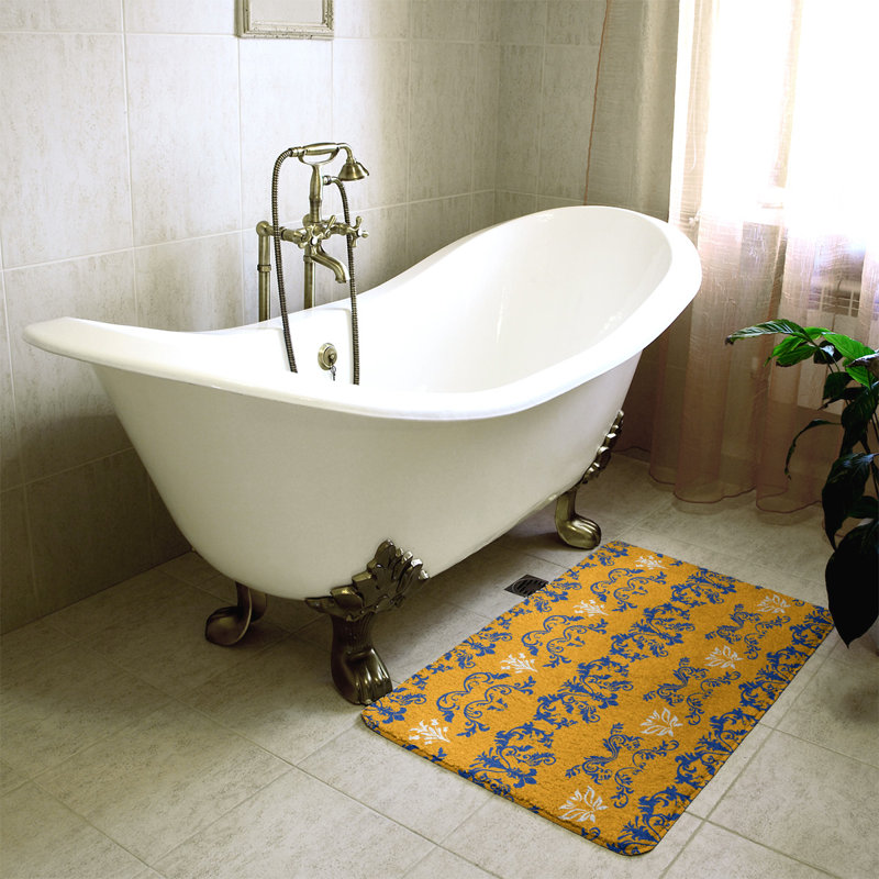 Tapis de salle de bain LA Football, l 17 po x L 24 po, Bleu / Or / Blanc