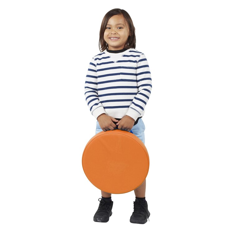 Children's Factory Round Floor Cushions with Handle, Soft Pre-School  Furniture