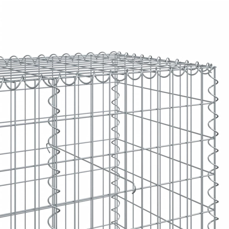 Large Silver Galvanized Iron Outdoor Gabion Basket with Cover