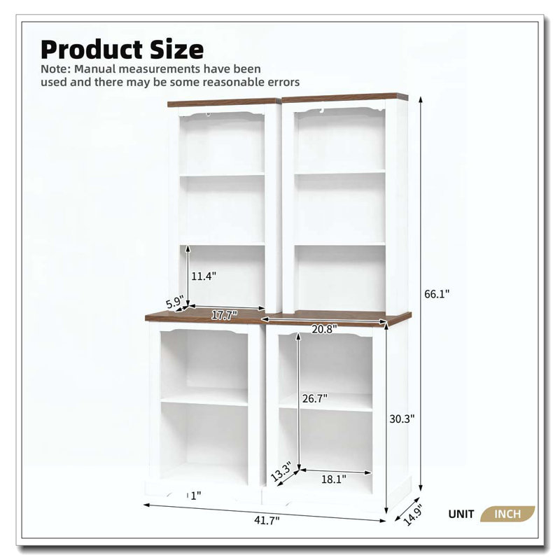 Two-Piece Elegant Freestanding Tall Cabinet with Fully Open Storage, White