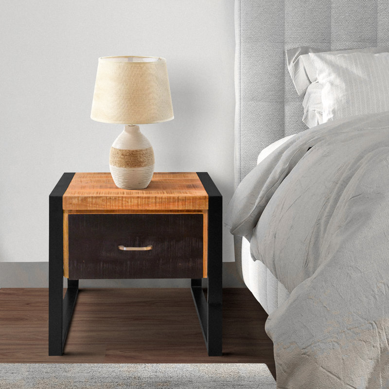 Aria-Jai Solid Wood Top End Table