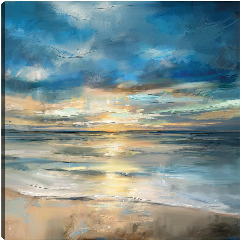 Indigo Surf Wrapped Canvas Art Print - 12" x 12"