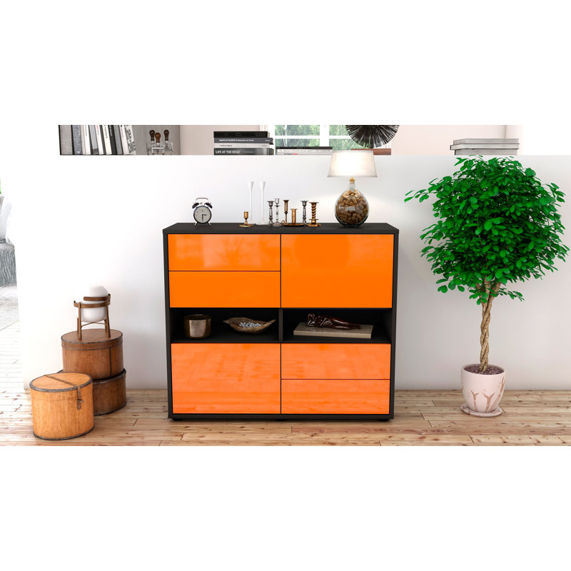 Prosper 92cm Sideboard, Anthracite/High-gloss orange