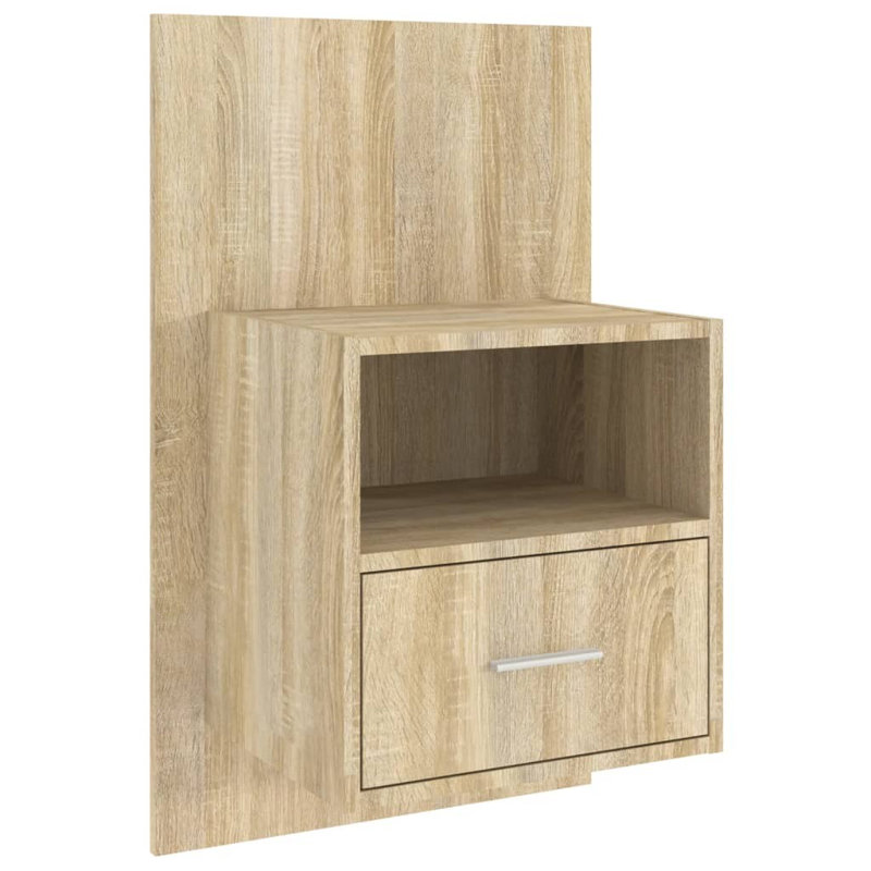 Jaicee Wall-mounted Bedside Cabinet, Sonoma Oak, Set of 2