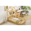 Lit de plancher en bois avec rampes de clôture et tête de lit amovible en forme de maison, lit simple avec support pour enfants, structure de maison de jeu de style Montessori pour enfants pour filles, naturel-29099152-29099153