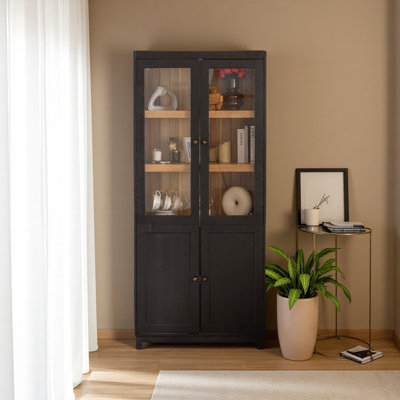 Vitrine de 74,5 po avec portes en verre, vitrine de style moderne, vitrine pour objets de collection