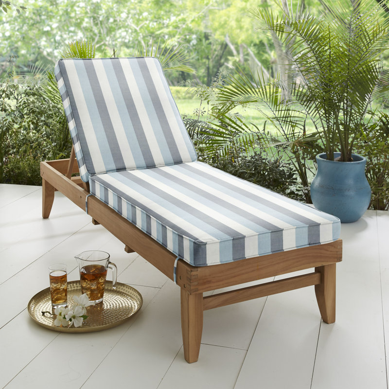 Coussin de siège / dossier Sunbrella Lesli, L 78 po x P 21 po, Rayures Sunbrella® direction Dew Stripe