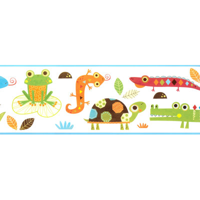 Bordure de papier peint 15' x l 6" pour enfants lézard turtle grenouille crocodile Nixon