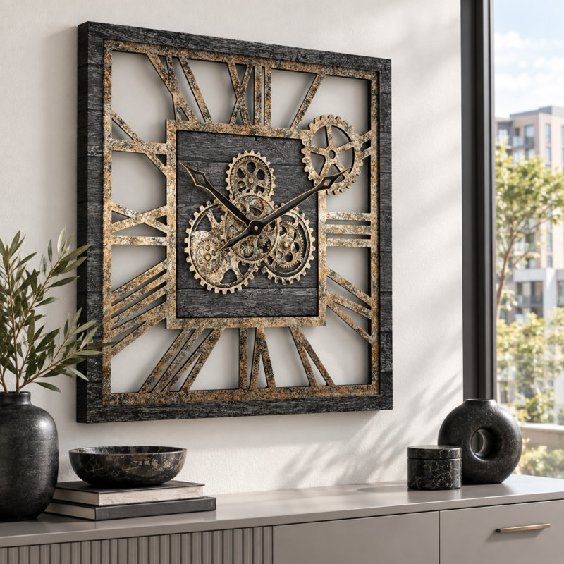 Solid Wood Wall Clock, Carbon Grey