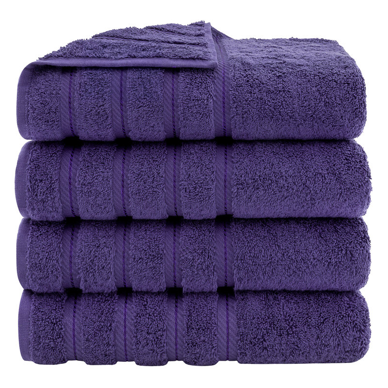 Edison 100% Turkish Cotton Quick-Drying Bath Towels (Set of 4), Purple