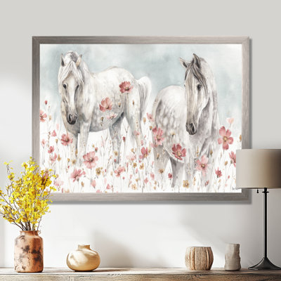 Horse Canvas Wall Art, Pink Wild Horses Watercolor Print - Watercolors Pink Wild Horses