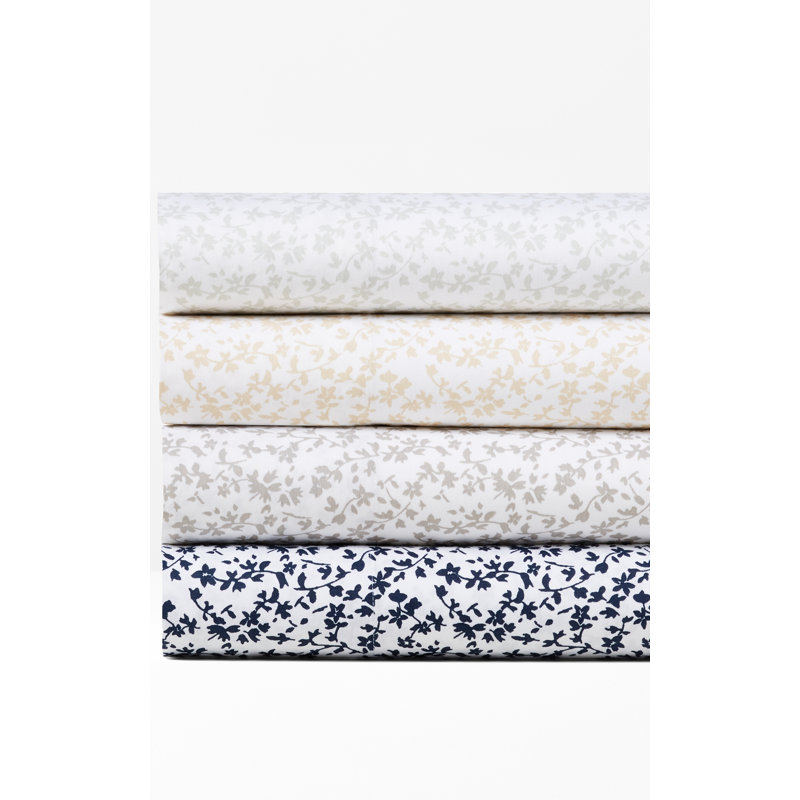 Grand drap Spencer, Ensemble de draps pour grand lit avec 2 taies d'or, Bleu marine
