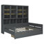 Colten Size Wooden Daybed with Glass-Door Storage Cabinets, Built-in LED Lighting and Shelves-513631168-513631173