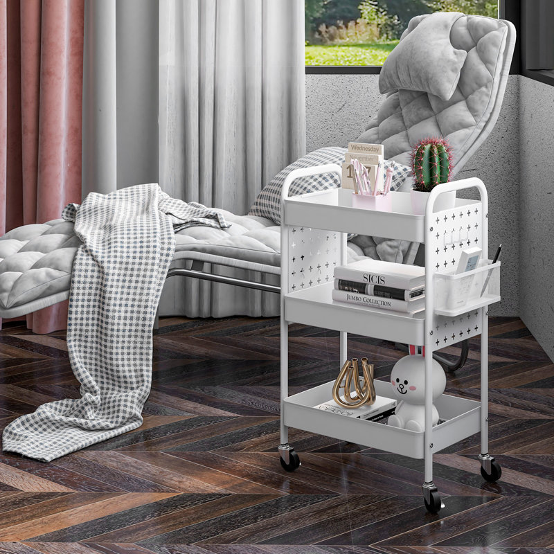 Aroosha 75cm H x 53.5cm W Utility Cart with Wheels, White