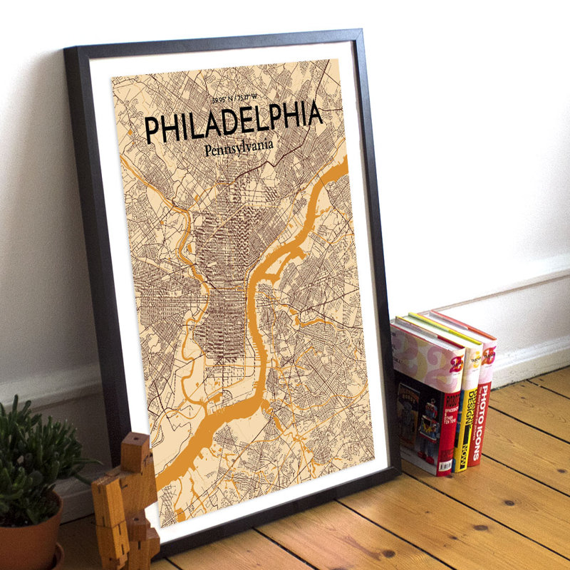 Philadelphia City Map - No Frame Print, 43.2cm H x 27.9cm W x 0.13cm D