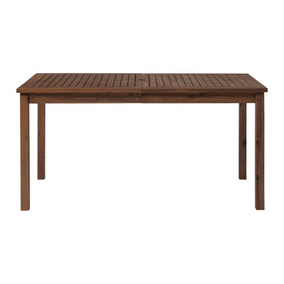 Table de salle à manger d'extérieur à plateau en bois d'acacia contemporain brun foncé