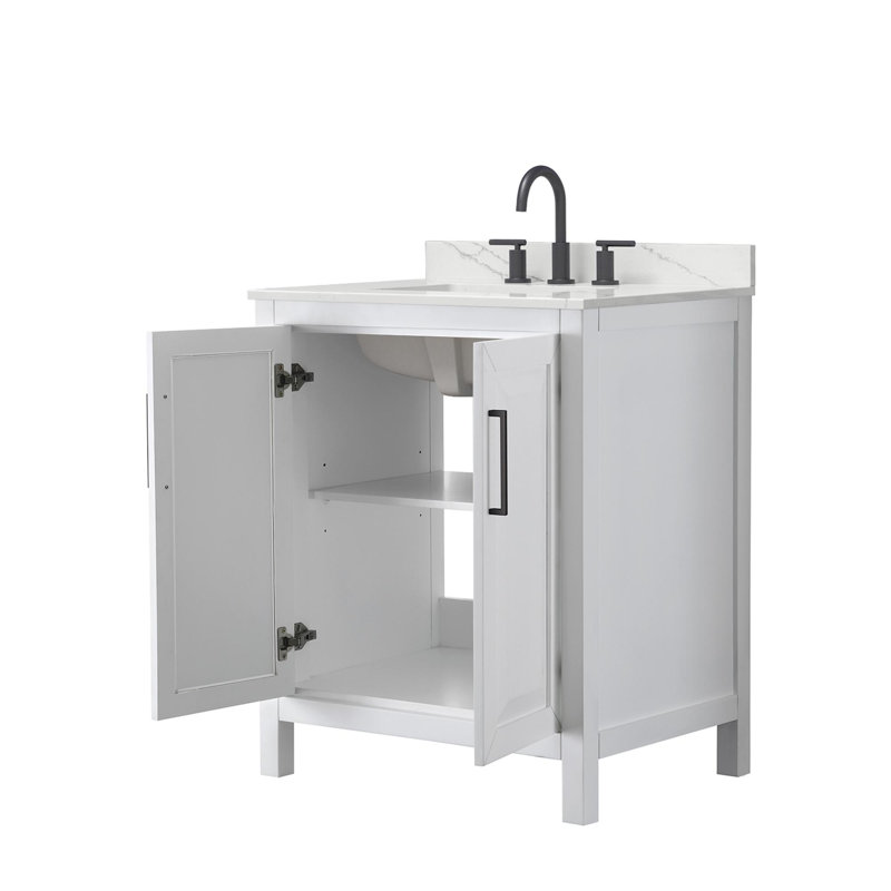 Daria 30'' W Vanity, White, Matte Black, Giotto Quartz