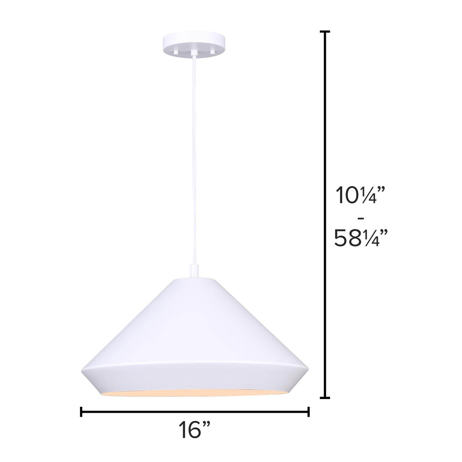 Bertie Single Light Metal Dimmable Pendant, 58.25" H x 16" W x 16" D