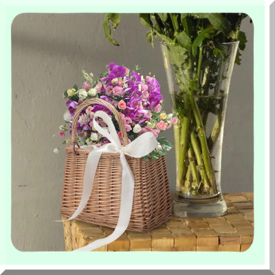 Wicker Rattan Flower Basket for Home Decor