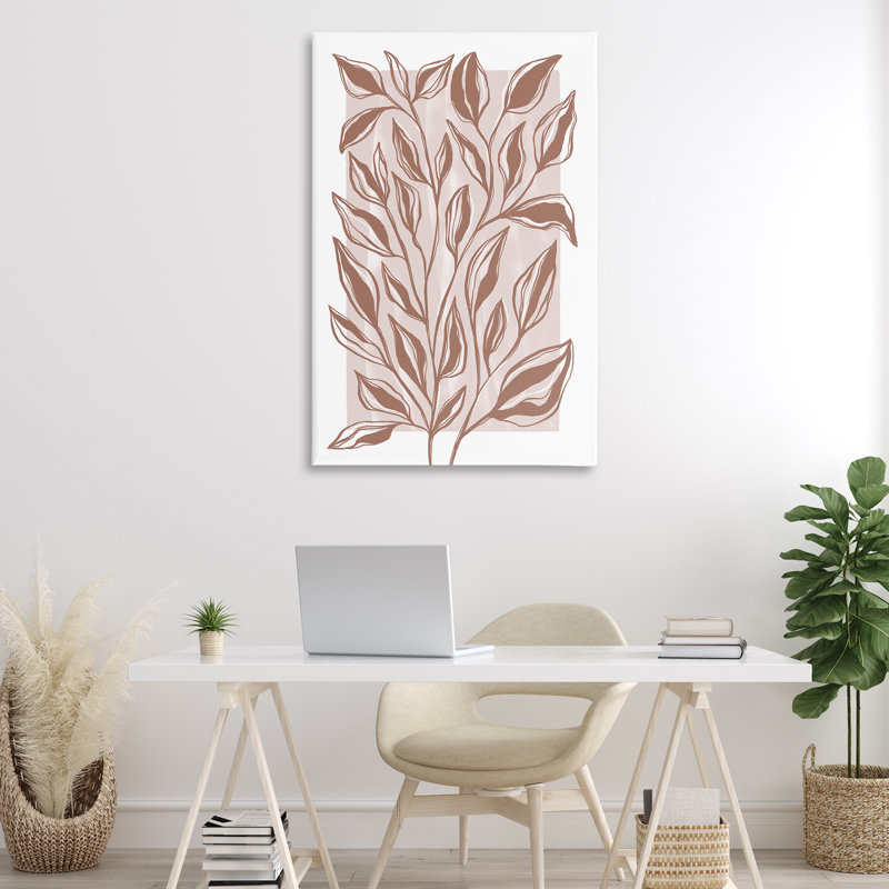 Art mural minimaliste sur toile de plante moka, design par Martina Pavlova, H 30 po x l 45 po