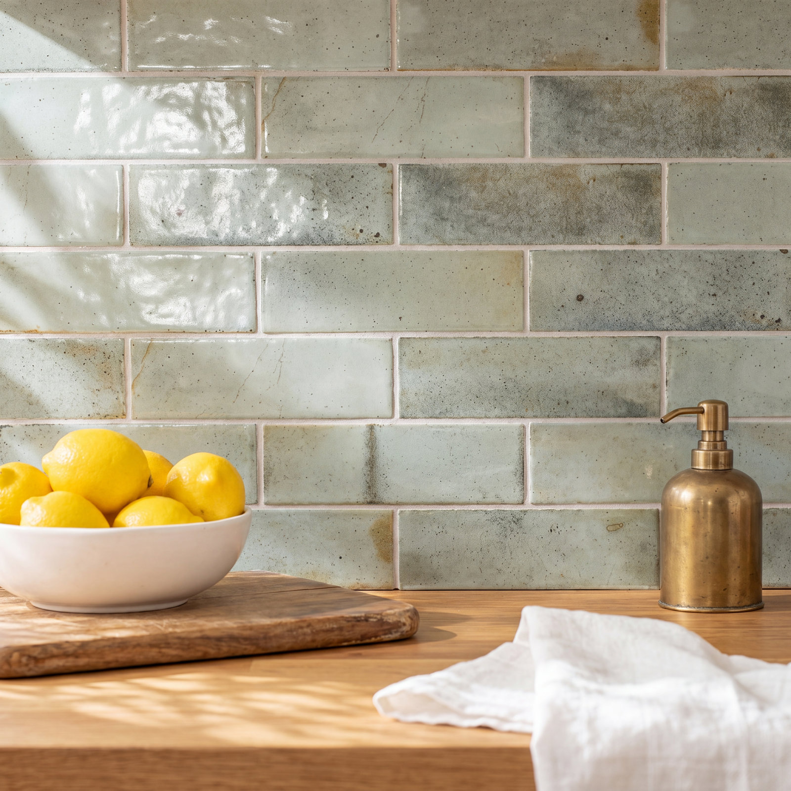 Antiek 3" x 8" Ceramic Subway Tile, Sage Green