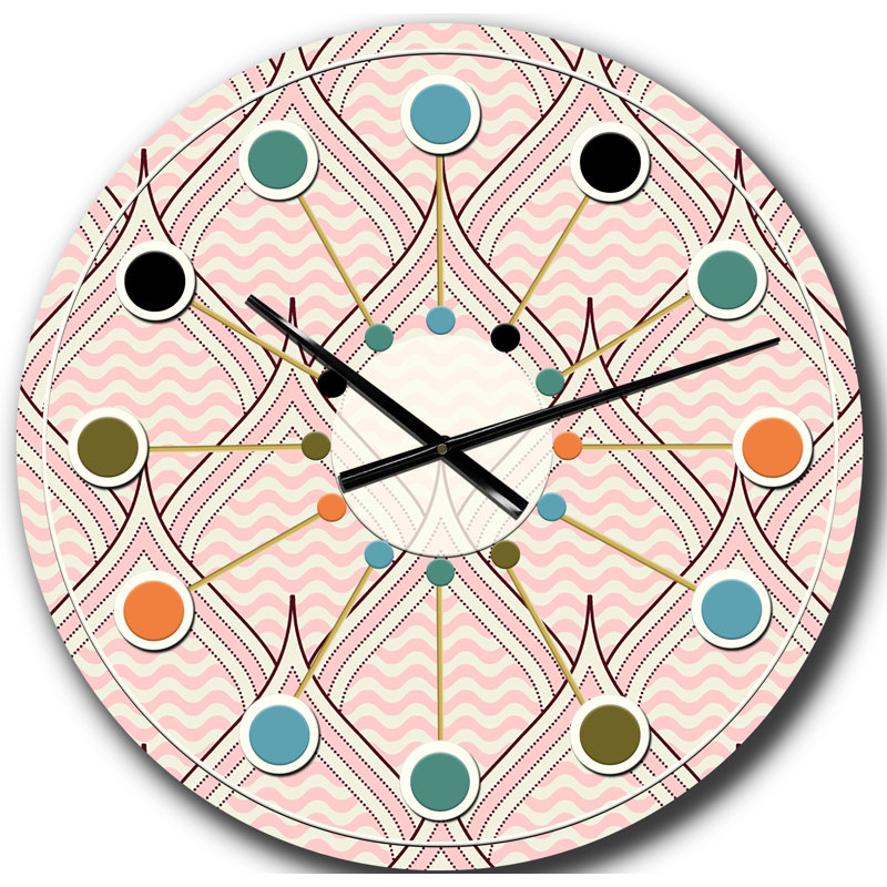 Ornement rétro avec éléments décoratifs - horloge murale moderne Mid-Century, Grand