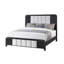 Grand lit, noir et blanc, profil bas, cannelures, bords arrondis, style contemporain, bois massif +, revêtement