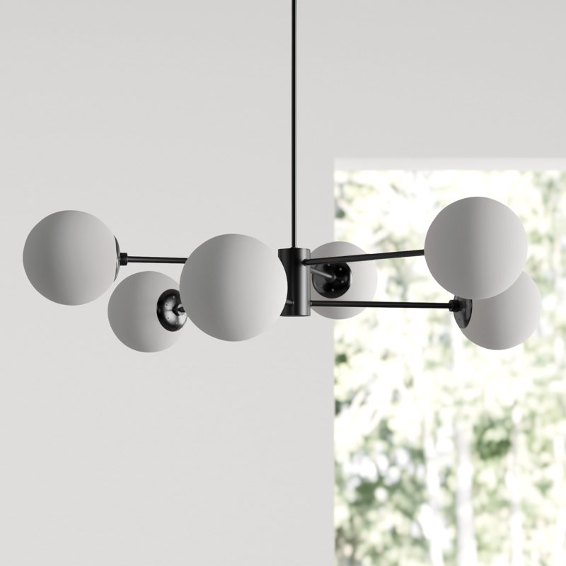 Glint 6 - Light Dimmable Sphere Chandelier, Black